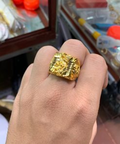 Nhẫn nam mạ vàng mặt vuông rồng
