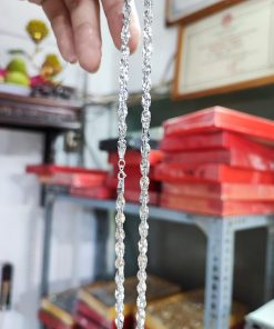 Dây xoắn Ovan bản vừa 5ly 4 chỉ Bạc 925 mạ vàng trắng